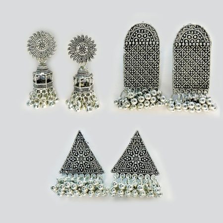 Temple Dome, Rectangular & Triangular Shaped Turkish Bohemian Geometric Jhumkas