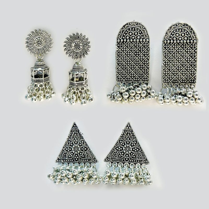 Temple Dome, Rectangular & Triangular Shaped Turkish Bohemian Geometric Jhumkas
