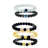Amplify & rejuvenation your energy Harmonious with Set of 5 Bead Bracelets Featuring Yellow Aura, Lava, Black Onyx, White Evil Eye, and Black Evil Eye Bracelets - Image 2