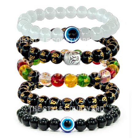 Mystical Mantra Om Mani Padme Hum with Buddha Charm and Dual Evil Eye