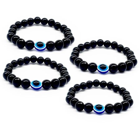 Embrace Protection and Style with Our Handmade Evil Eye Nazar Bracelet - 100% Skin-Friendly, Adjustable Wristband for Women, Men and kids (Set of 4)