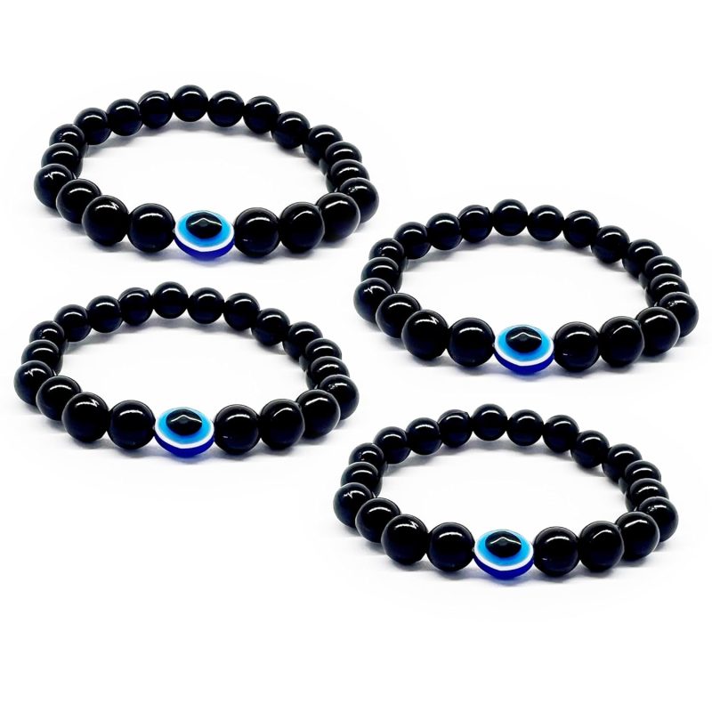 Embrace Protection and Style with Our Handmade Evil Eye Nazar Bracelet - 100% Skin-Friendly, Adjustable Wristband for Women, Men and kids (Set of 4)