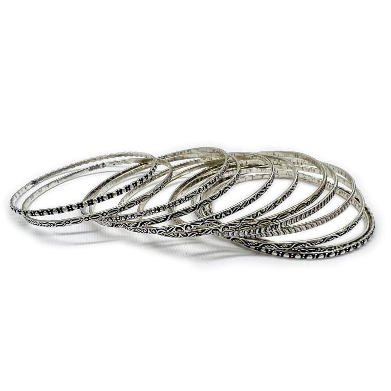 Contemporary German Oxidized Bangles for Women, An Antique Black Metal oxidized Jewelry Set (Chudi) Traditional- Standard 2.8 Size for Women and Girls (Set of 12 bangles) - Image 3