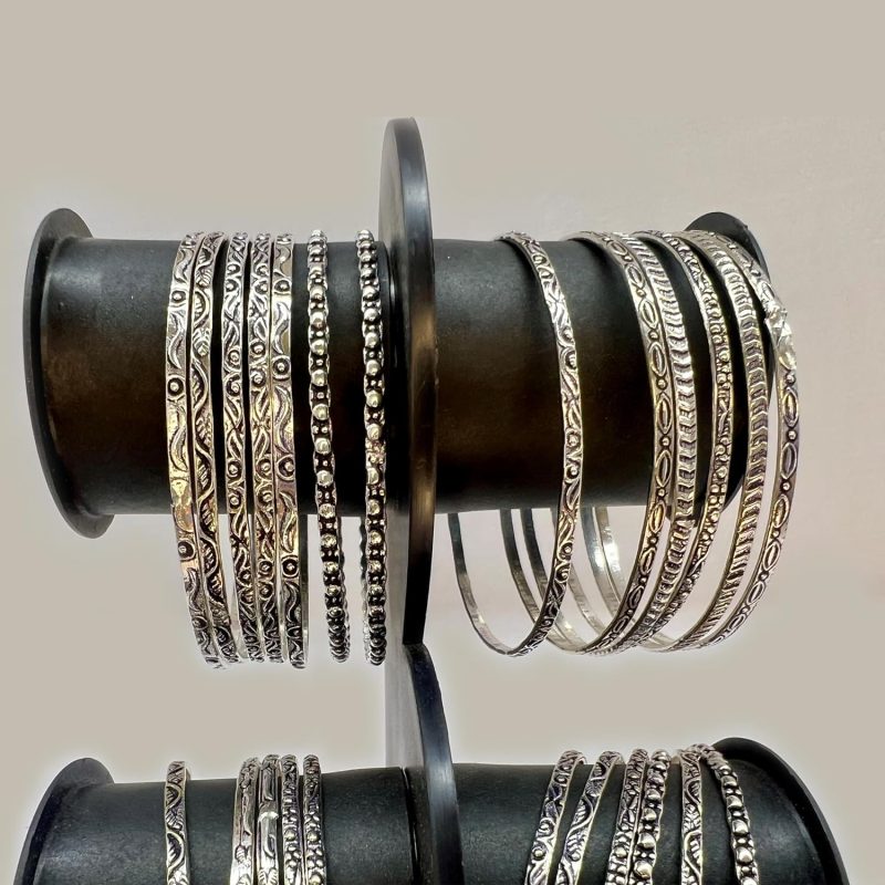 Contemporary German Oxidized Bangles for Women, An Antique Black Metal oxidized Jewelry Set (Chudi) Traditional- Standard 2.8 Size for Women and Girls (Set of 12 bangles) - Image 2