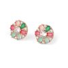 Elegant Rose gold Floral Ear Studs with Pastel Pink, Green, & Blue stones crafted with radiance of AD Stones for Women and Girls