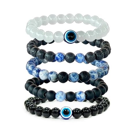Sodalite Gemstone Bracelet for truest feelings, Combo of 5 Elegent combination with onyx & lava beads