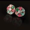 Elegant Rose gold Floral Ear Studs with Pastel Pink, Green, & Blue stones crafted with radiance of AD Stones for Women and Girls - Image 2