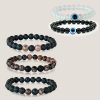 Stack of 5 Bracelets featuring Rhodonite Bead Bracelet know as Stone of Love healing, Anxiety Reduction beaded with Lava & black onyx - Image 2