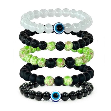 Harmonize Your Energy: Trio of Green Imperial Emperor Jasper, Lava, and Black Onyx Bead Bracelets and Energies of Green Jaspers.