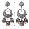 White Boho Bollywood Style Elegance Oxidized Ethnic Dangler Designer Jhumki - Image 3