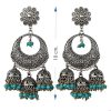 Sky Blue Cyan Boho Bollywood Style Elegance Oxidized Ethnic Dangler Designer Jhumki - Image 3