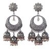 White Boho Bollywood Style Elegance Oxidized Ethnic Dangler Designer Jhumki