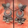 White Boho Bollywood Style Elegance Oxidized Ethnic Dangler Designer Jhumki - Image 2