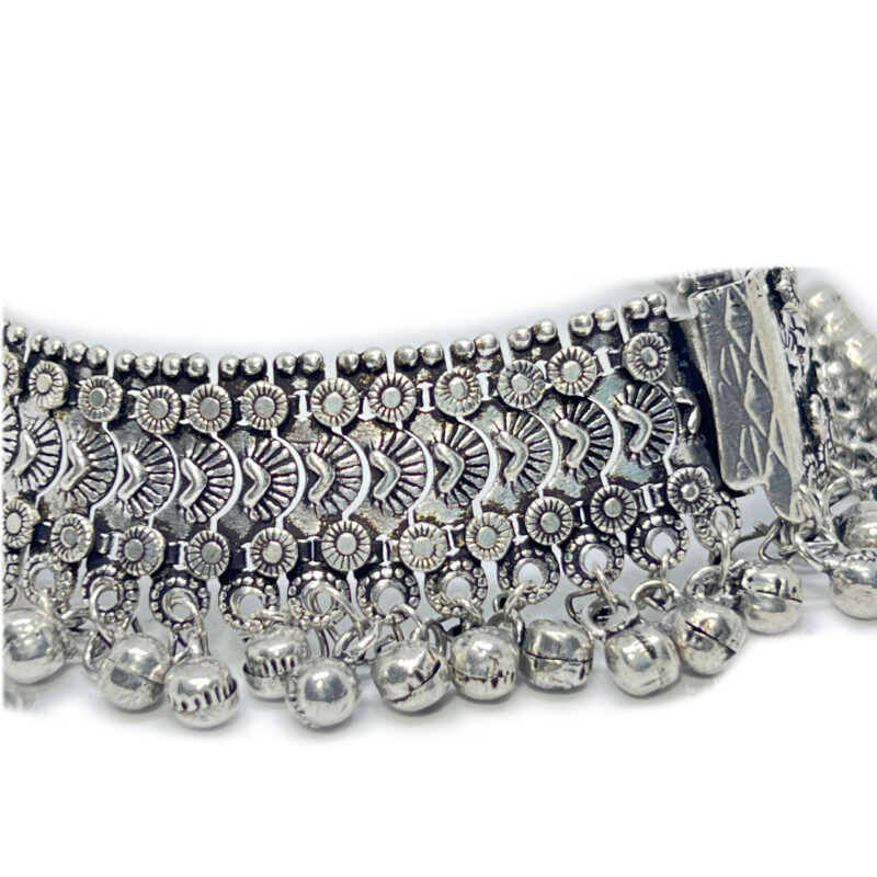 Oxidized German Traditional Ethnic Broad and heavy Payal Anklets (PAEJEB) model 30 mm With Bell Sound - Image 5