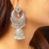 Elegant Big Size Oxidized Traditional Jhumka Earring Stylish Silver and Ethnic Jhumki Earrings for Women and Girls