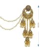 Golden Chand Bali Design Ear Ring with Kan Chain and White Beads Hair Chain for women and girls - Image 5