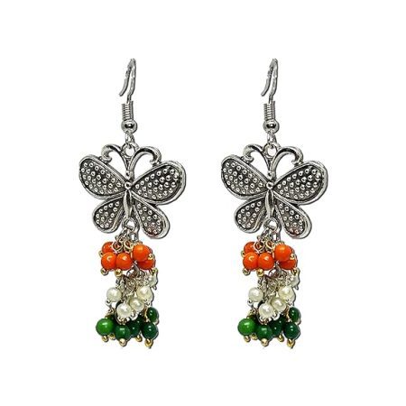 Patriotic Tri color Indian Flag Color Jhumka | Traditional & Modern Design Earrings perfect for Independence day, Republic Day, and to Support Indian Team Matches.