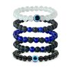Lapis Lazuli Bracelet with Royal Blue Beads Lava, combined with Lava and Black Onyx Beads Natural healing
