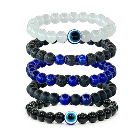 Lapis Lazuli Bracelet with Royal Blue Beads Lava, combined with Lava and Black Onyx Beads Natural healing
