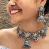 Antique Afghan Oxidized polished Ethnic Necklace and Earrings Jewelry Set with Ghungroo Bells for women and girls - Image 3
