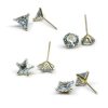 Stunning Solitaire AD Stud Earrings (Zirconia) for Women - 4 Shapes (Square, Triangle, Round, Star) in 4 Sizes (Stud Size 5,6,7,8 mm)