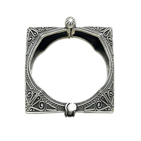 Single Piece of Silver Replica Rajwadi Sahiba Openable Bracelet & Kada, Oxidised Hand-Cuff Tribal Bangle, Traditional and Antique finish