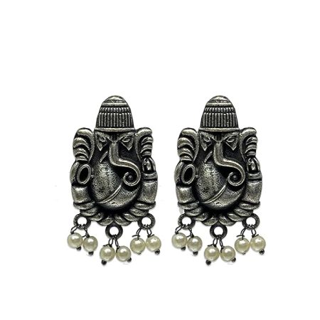 Oxidized Lord Ganesh Temple Drop Earrings | Ganpati Divine Charm | Multiple Designs for Women and Girls