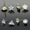 Stunning Solitaire AD Stud Earrings (Zirconia) for Women - 4 Shapes (Square, Triangle, Round, Star) in 4 Sizes (Stud Size 5,6,7,8 mm) - Image 4