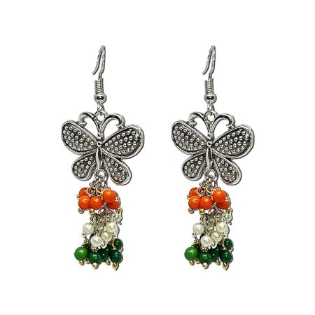 Patriotic Tri color Indian Flag Color Jhumka | Traditional & Modern Design Earrings perfect for Independence day, Republic Day, and to Support Indian Team Matches.