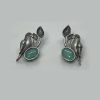 Pastel Green Oxidized Parrot Kili Bird and Leaf Motif Earrings with Pastel Green Monalisa Stone in Brass - Image 4