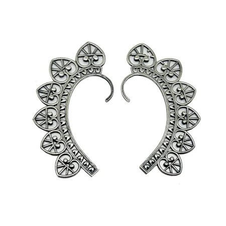 Crescent Leaf Ear Cuff Earrings - Clip-on Ear Jacket, Butterfly Ear Climbers, Oxidised Ear Cuffs for Non-Pierced Ears for Women and Girls