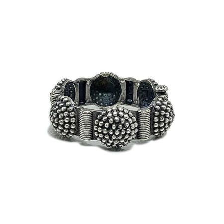 Single Piece of Silver Replica Rajwadi Sahiba Openable Bracelet & Kada, Oxidised Hand-Cuff Tribal Bangle, Traditional and Antique finish