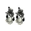 Oxidized Radha Krishna Earrings for Krishna Janmashtami and Garba Celebrations with Monalisa Stone - Divine Bond Celebration Earring