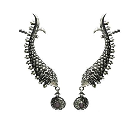 Multicolor Matsya Helix Earring for upper Ear Lobe, Brass with Oxidized Fish Motif Ear Cuffs & Cartilage Earrings for whole ear earrings Women and Girls