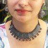 Black Oxidised Slique Ethnic Boho Tribal Necklace Set with Ghungroo & Jhumka Fusion for women and girls - Image 2