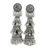 Oxidised Fusion 3 - Layered Oxidized and long black Jhumka Earrings set for women and girls
