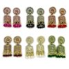 Ethnic Stylish Trendy Jhumki combo Set - 6 Peacock-Inspired Dual toned Colored Jhumkas with beads for women and Girls