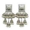 Antique Oxidized Handmade Jhumka Earrings with Pearls & Beads - Traditional Ethnic Textured Women Jhumki with fine detailing - Image 2