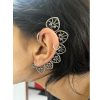 Crescent Leaf Ear Cuff Earrings - Clip-on Ear Jacket, Butterfly Ear Climbers, Oxidised Ear Cuffs for Non-Pierced Ears for Women and Girls - Image 3