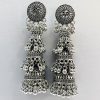 Oxidised Fusion 3 - Layered Oxidized and long black Jhumka Earrings set for women and girls - Image 6