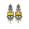 Monalisa Stone Peacock Earrings - Oxidized Finish, Brass, Silver Replica, Exquisite Oxidised Peacock Earring