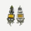 Monalisa Stone Peacock Earrings - Oxidized Finish, Brass, Silver Replica, Exquisite Oxidised Peacock Earring - Image 3