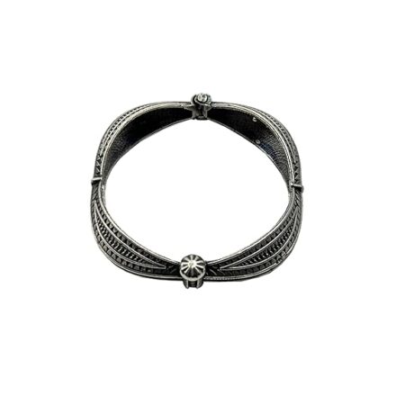 Single Piece of Silver Replica Rajwadi Sahiba Openable Bracelet & Kada, Oxidised Hand-Cuff Tribal Bangle, Traditional and Antique finish