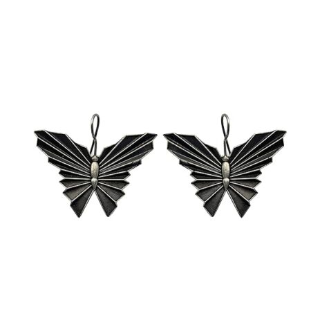 Smart N Perfect for Office & College Wear Elegant Brass Butterfly and Flower Oxidised Drop Earrings for Women | Auspicious Jewelry