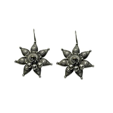 Smart N Perfect for Office & College Wear Elegant Brass Butterfly and Flower Oxidised Drop Earrings for Women | Auspicious Jewelry