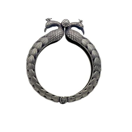 Single Piece of Silver Replica Rajwadi Sahiba Openable Bracelet & Kada, Oxidised Hand-Cuff Tribal Bangle, Traditional and Antique finish