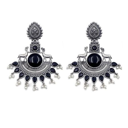Classic Monalisa Deer Earrings – Jaipur Design Oxidised Drop Earrings for Women’s n Girls