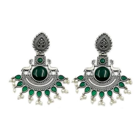 Classic Monalisa Deer Earrings – Jaipur Design Oxidised Drop Earrings for Women’s n Girls