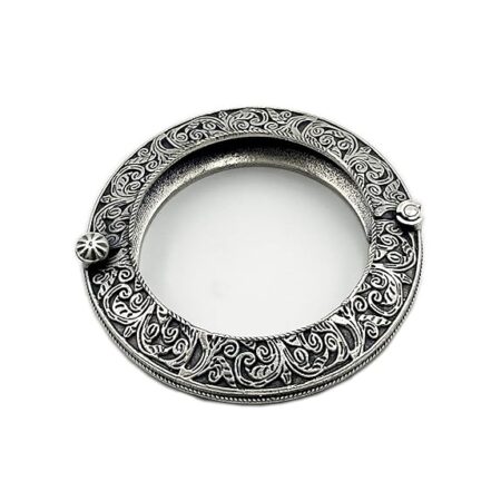 Single Piece of Silver Replica Rajwadi Sahiba Openable Bracelet & Kada, Oxidised Hand-Cuff Tribal Bangle, Traditional and Antique finish