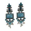 Monalisa Stone Peacock Earrings - Oxidized Finish, Brass, Silver Replica, Exquisite Oxidised Peacock Earring